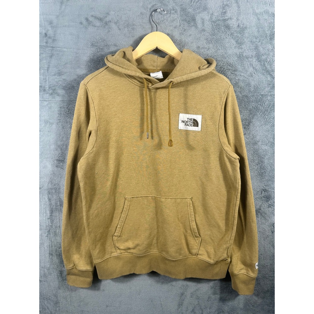 The North Face Mens Box Logo Pullover Hoodie Tan Brown Medium NF0A3FRE